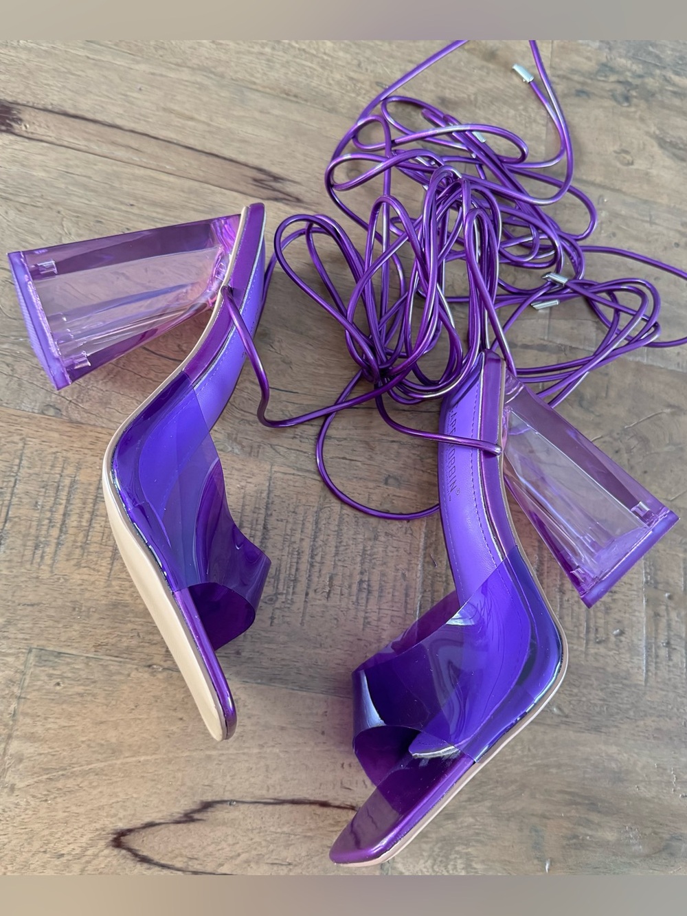 Purple Clear-Strap High Heel Sandals - Women - Picture 7 of 8